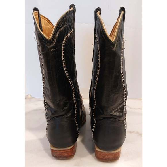 Mexico Black Stitched Men\'s Size 10‎ Mex 29 Western Leather Boots Pointed Toe main image 6